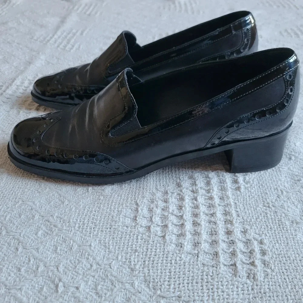 𝅺AMALFI BY RANGONI Black  Low Heel Leather Slip On Loafer - Picture 3 of 13